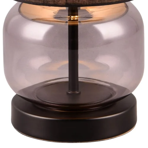 CANDEEIRO DE MESA COM BASE EM VIDRO FUMADO E27 ELISEO