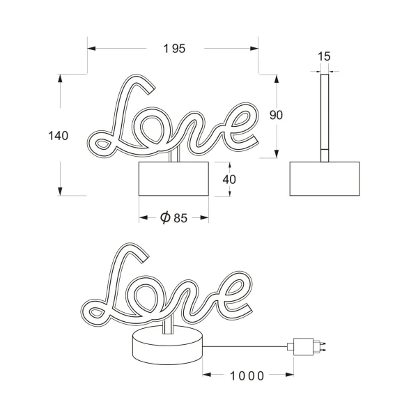 CANDEEIRO DE MESA LED 1W LOVE