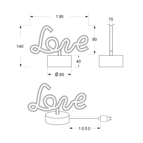 CANDEEIRO DE MESA LED 1W LOVE