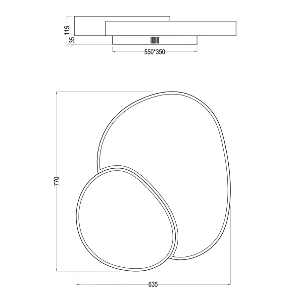 PLAFON LED 45W 2700-6500K PRETO-DOURADO RUBY
