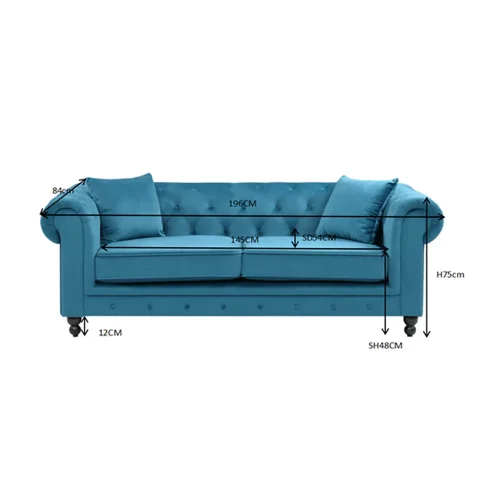 SOFÁ VELUDO AZUL EDNA