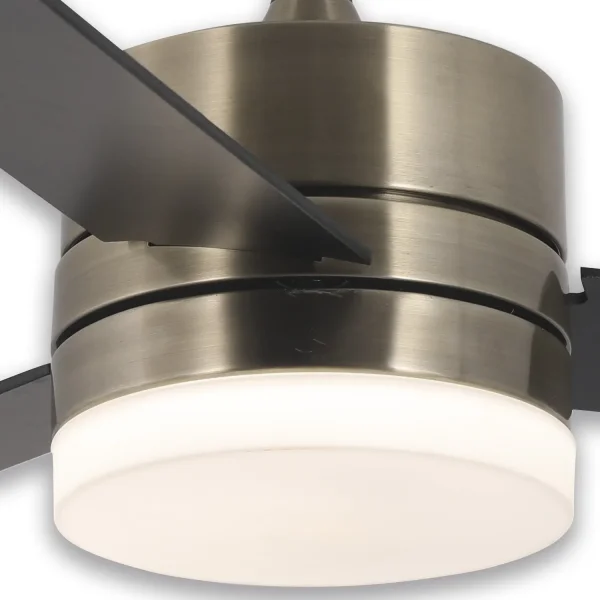 Ventilador de teto com luz LED regulável de 17 W em couro New Lorenzo | Lúzete