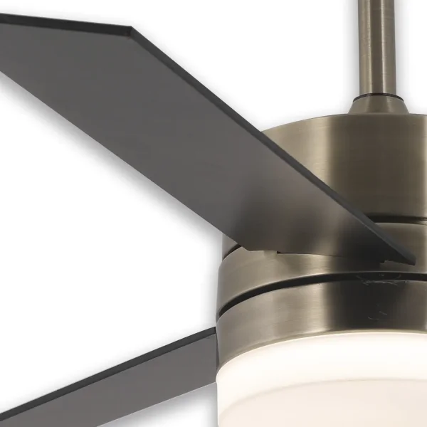 Ventilador de teto com luz LED regulável de 17 W em couro New Lorenzo | Lúzete
