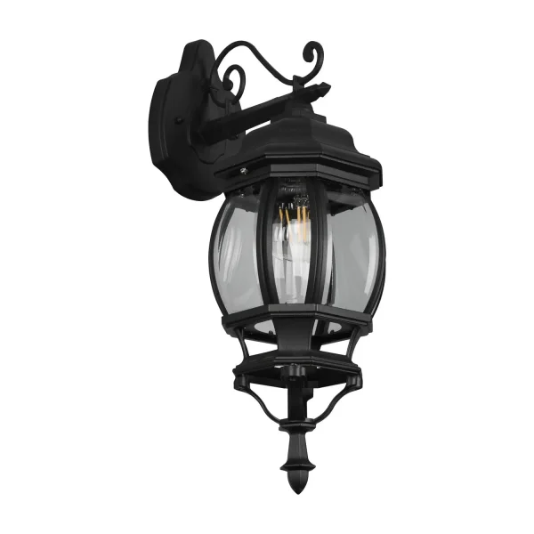 APLIQUE DE EXTERIOR DESCENDENTE E27 IP44 NEGRO ELOWEN