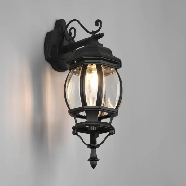 APLIQUE DE EXTERIOR DESCENDENTE E27 IP44 NEGRO ELOWEN