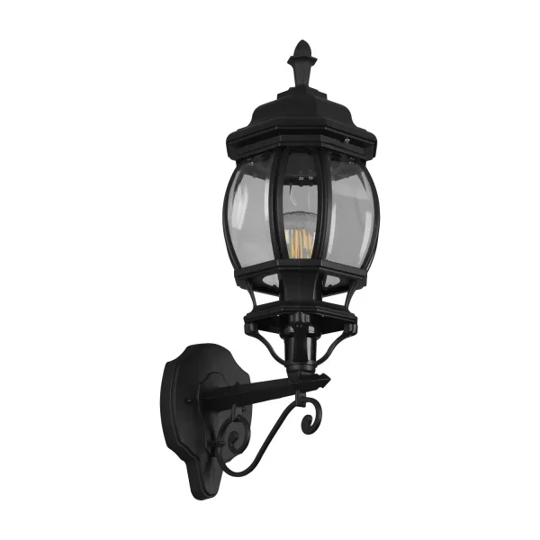 APLIQUE EXTERIOR ASCENDENTE E27 IP44 PRETO ELOWEN