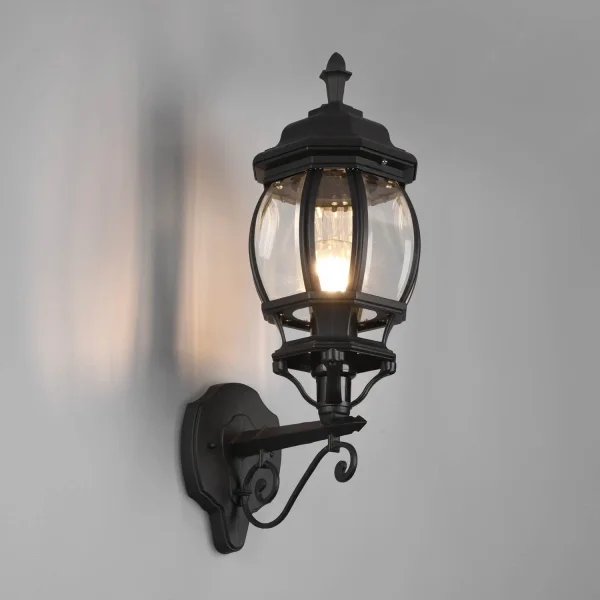 APLIQUE EXTERIOR ASCENDENTE E27 IP44 PRETO ELOWEN