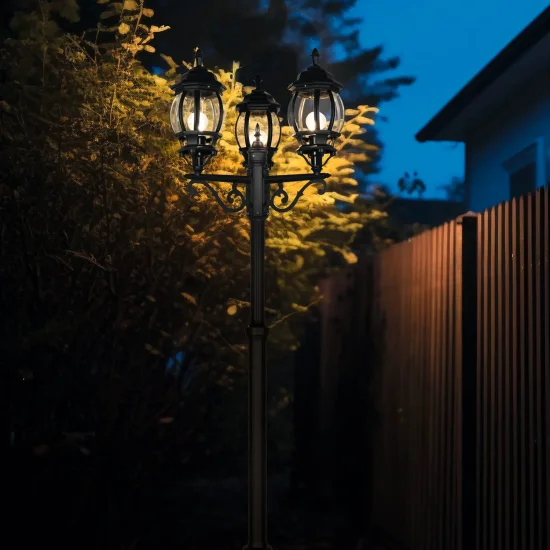 LANTERNA DE EXTERIOR E27 IP44 200CM PRETO ELOWEN