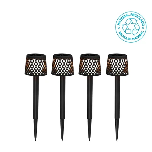 PACOTE DE 4 ESTACAS SOLARES GRETITA PRETO IP44