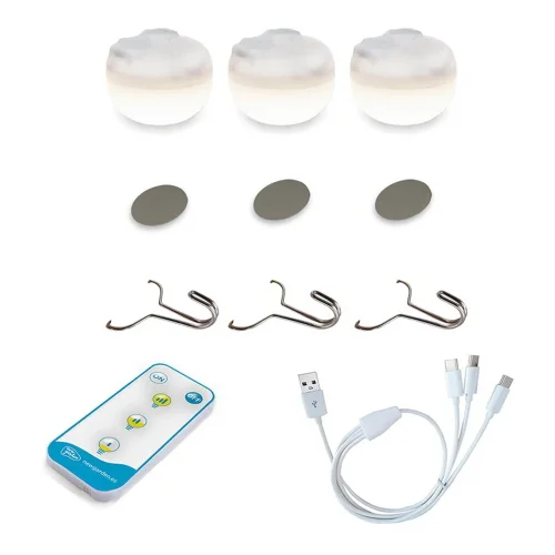 PACK DE 3 LÂMPADAS PORTÁTEIS CHERRY MINI COM BATERIA RECARREGÁVEL