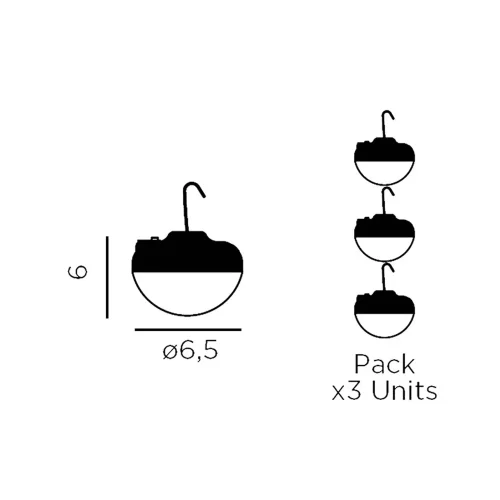 PACK DE 3 LÂMPADAS PORTÁTEIS CHERRY MINI COM BATERIA RECARREGÁVEL