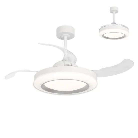 VENTILADOR DE TETO LED 35W REGULÁVEL 4 PÁS REBATÍVEIS MOTOR DC ODENSE