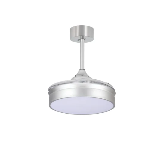 VENTILADOR DE TETO LED 24W REGULÁVEL PRATA 4 PÁS REBATÍVEIS MOTOR DC PALMA 2