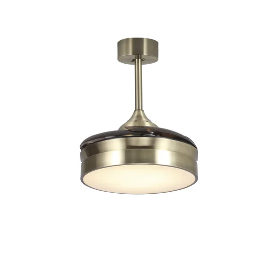 VENTILADOR DE TETO LED 24W REGULÁVEL COURO 4 PÁS REBATÍVEIS MOTOR DC PALMA 2