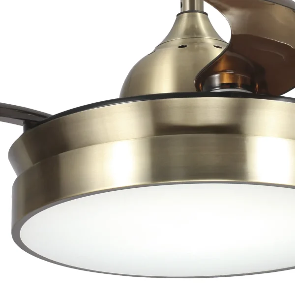 VENTILADOR DE TETO LED 24W REGULÁVEL COURO 4 PÁS REBATÍVEIS MOTOR DC PALMA