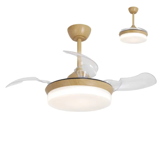 VENTILADOR DE TETO LED 24W REGULÁVEL MADEIRA 4 PÁS REBATÍVEIS GERALDTON