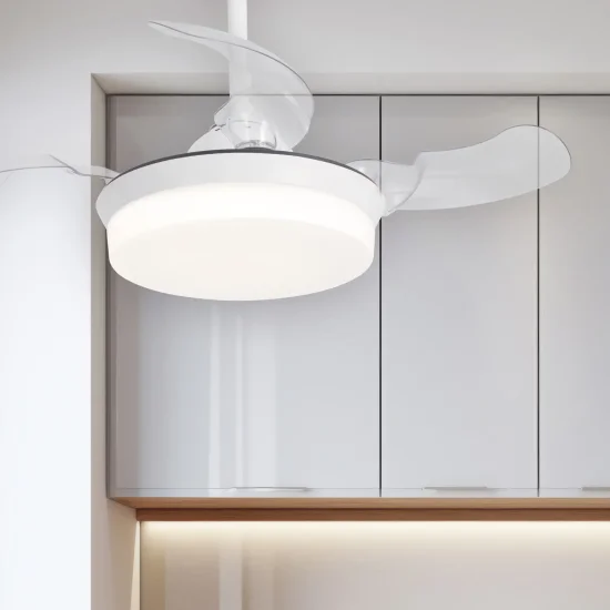 VENTILADOR DE TETO LED 24W REGULÁVEL BRANCO 4 PÁS REBATÍVEIS GERALDTON