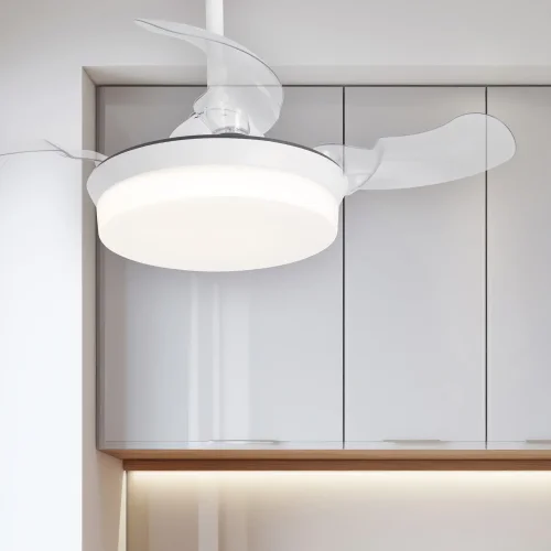 VENTILADOR DE TETO LED 24W REGULÁVEL BRANCO 4 PÁS REBATÍVEIS GERALDTON