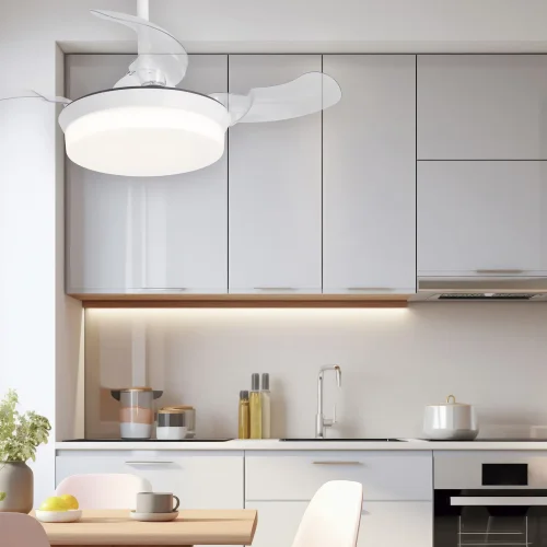 VENTILADOR DE TETO LED 24W REGULÁVEL BRANCO 4 PÁS REBATÍVEIS GERALDTON