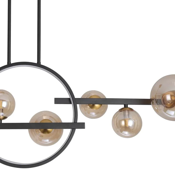 CANDEEIRO DE TETO 8 LUZES FERRO PRETO NICOLETTA