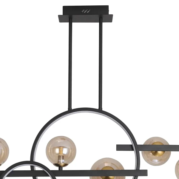 CANDEEIRO DE TETO 8 LUZES FERRO PRETO NICOLETTA