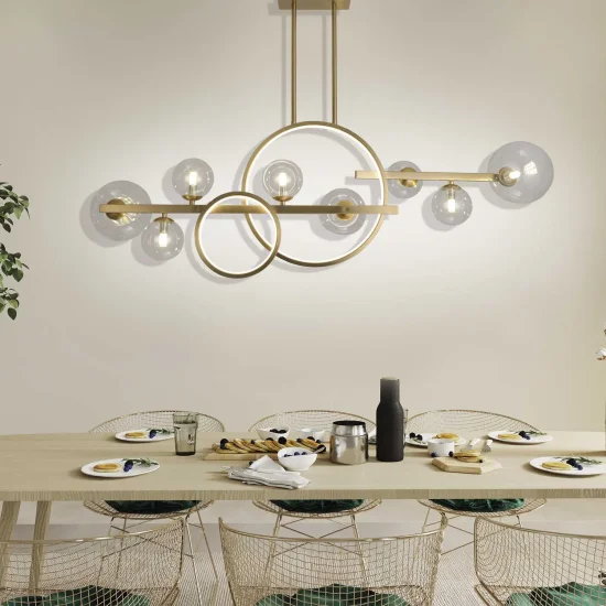 Candeeiro de Teto 8 Luzes Ferro Dourado Nicoletta| Lúzete