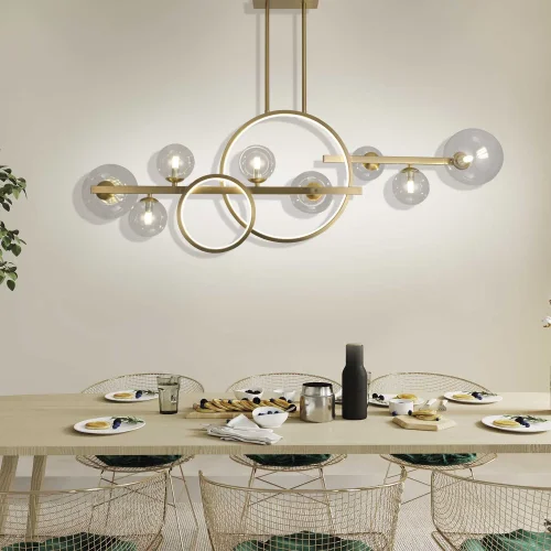 Candeeiro de Teto 8 Luzes Ferro Dourado Nicoletta| Lúzete