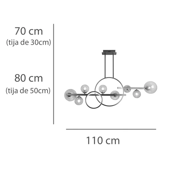 Candeeiro de Teto 8 Luzes Ferro Dourado Nicoletta| Lúzete