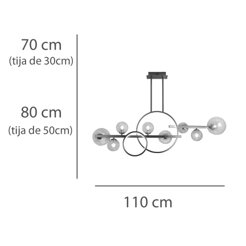 Candeeiro de Teto 8 Luzes Ferro Dourado Nicoletta| Lúzete