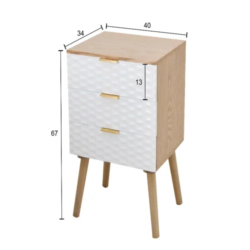 MESA DE CABECEIRA 3 GAVETAS ASGER