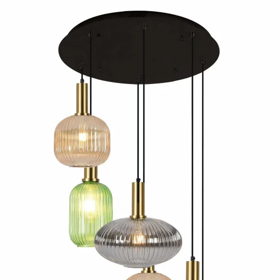 BASE REDONDA 6 LUZES AÇO PINTADO PRETO Ø 65CM 2