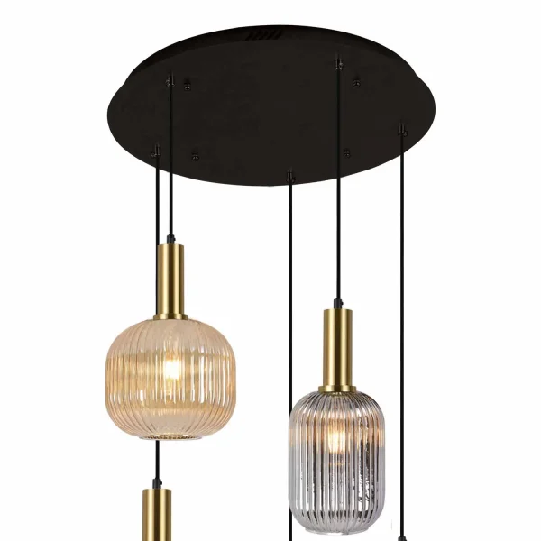 BASE REDONDA 5 LUZES AÇO PINTADO PRETO Ø 70CM