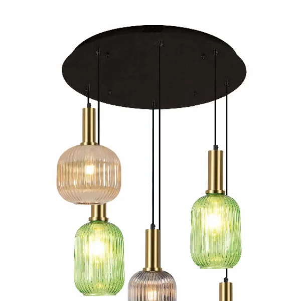 BASE REDONDA 6 LUZES AÇO PINTADO PRETO Ø 70CM