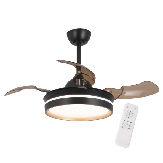 VENTILADOR DE TETO COM LUZ LED 24W REGULÁVEL MOTOR DC NEGRO CASCADE