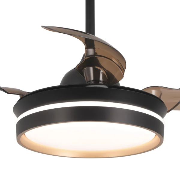 VENTILADOR DE TETO COM LUZ LED 24W REGULÁVEL MOTOR DC NEGRO CASCADE VENTILADOR DE TETO COM LUZ LED 24W REGULÁVEL MOTOR DC NEGRO CASCADE