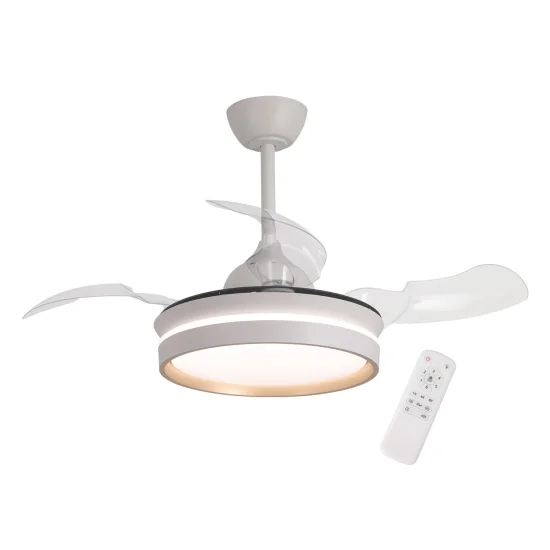 VENTILADOR DE TETO COM LUZ LED 24W REGULÁVEL MOTOR DC BRANCO CASCADE