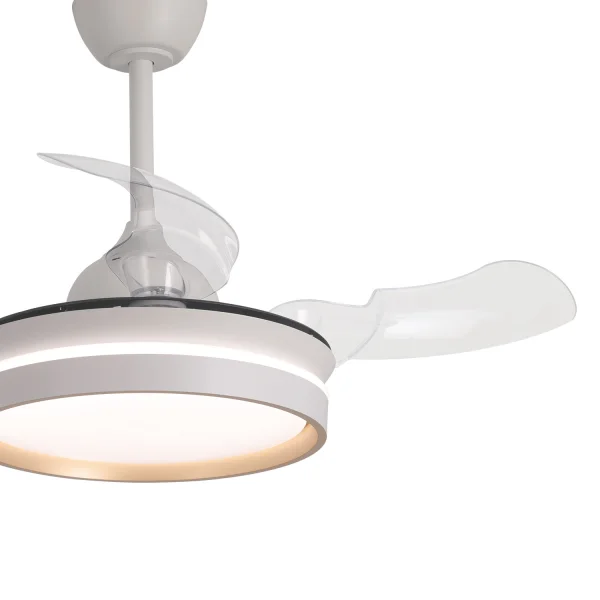 VENTILADOR DE TETO COM LUZ LED 24W REGULÁVEL MOTOR DC BRANCO CASCADE