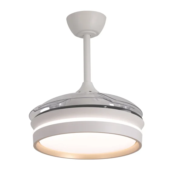 VENTILADOR DE TETO COM LUZ LED 24W REGULÁVEL MOTOR DC BRANCO CASCADE