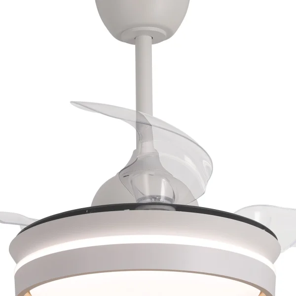 VENTILADOR DE TETO COM LUZ LED 24W REGULÁVEL MOTOR DC BRANCO CASCADE