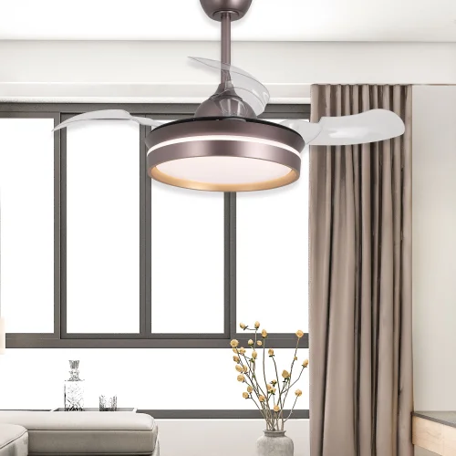 VENTILADOR DE TETO COM LUZ LED 24W REGULÁVEL MOTOR DC VERMELHO INDIGO CASCADE