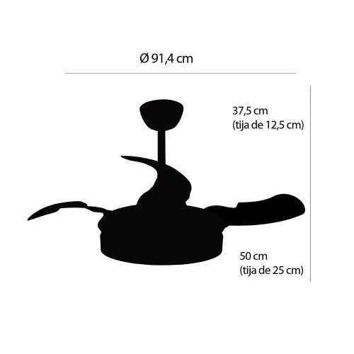 VENTILADOR DE TETO COM LUZ LED 24W REGULÁVEL MOTOR DC VERMELHO INDIGO CASCADE