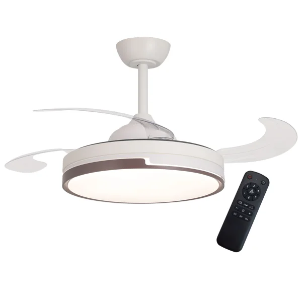 VENTILADOR DE TETO LED 38W REGULÁVEL COM 4 PÁS RETRÁTEIS SKYLER