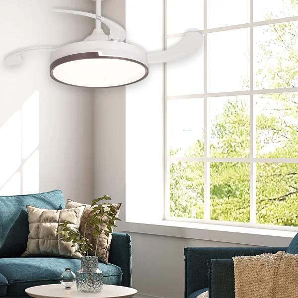 VENTILADOR DE TETO LED 48W REGULÁVEL 4 PÁS DOBRÁVEIS SKYLER