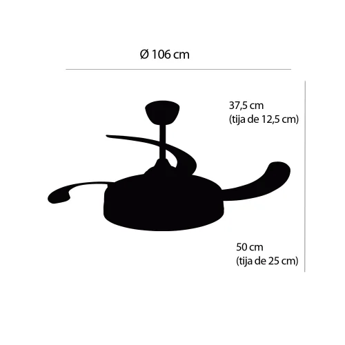 VENTILADOR DE TETO LED 48W REGULÁVEL 4 PÁS DOBRÁVEIS SKYLER