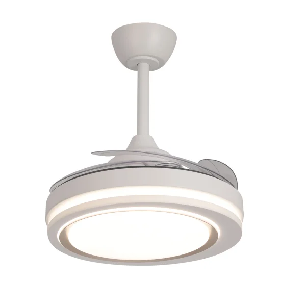 VENTILADOR DE TETO LED 38W REGULÁVEL 4 PÁS PLEGÁVEIS HANOI VENTILADOR DE TETO LED 38W REGULÁVEL 4 PÁS PLEGÁVEIS HANOI