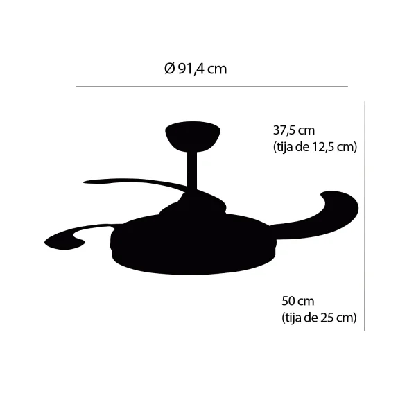 VENTILADOR DE TETO LED 38W REGULÁVEL 4 PÁS PLEGÁVEIS HANOI VENTILADOR DE TETO LED 38W REGULÁVEL 4 PÁS PLEGÁVEIS HANOI