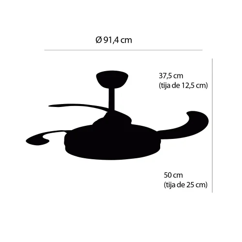 VENTILADOR DE TETO LED 38W REGULÁVEL 4 PÁS PLEGÁVEIS HANOI VENTILADOR DE TETO LED 38W REGULÁVEL 4 PÁS PLEGÁVEIS HANOI