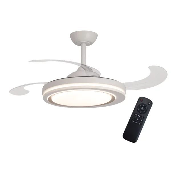 VENTILADOR DE TETO LED 38W REGULÁVEL 4 PÁS PLEGÁVEIS HANOI VENTILADOR DE TETO LED 38W REGULÁVEL 4 PÁS PLEGÁVEIS HANOI