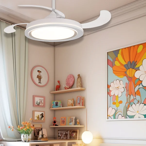 VENTILADOR DE TETO LED 48W REGULÁVEL 4 PÁS DOBRÁVEIS HANOI VENTILADOR DE TETO LED 48W REGULÁVEL 4 PÁS DOBRÁVEIS HANOI