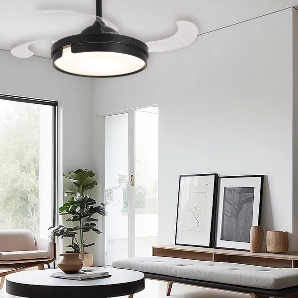 VENTILADOR DE TETO LED 38W REGULÁVEL 4 PÁS PLEGÁVEIS NASHVILLE VENTILADOR DE TETO LED 38W REGULÁVEL 4 PÁS PLEGÁVEIS NASHVILLE